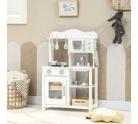 Shein AIYAPLAY Cocina de Juguete de Madera con Sonido Cocinita Infantil con Accesorios, Fregadero, Microondas y Fogón, Juguetes para Niños desde 3 Años, 55x