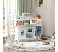 Shein AIYAPLAY Cocina de Juguete para Niños +3 Años Cocina de Madera Infantil Cocinita Infantil con Sonido Fogón Grifo Fregadero Microondas Cafetera Máquina