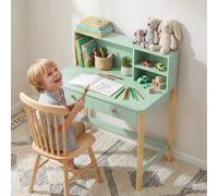Shein AIYAPLAY Escritorio Infantil, Mesa de Escritorio para Niños con 3 Compartimentos Abiertos y 2 Cajones, Patas de Madera, para Estudio, Entrada, Dormito