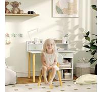 Shein AIYAPLAY Juego de Escritorio y Silla para Niños de +3 Años Pupitre Infantil con Cajones Compartimento y Estantes para Dormitorio Sala Estudio