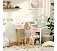 Shein AIYAPLAY Juego de Escritorio y Silla para Niños de +3 Años Pupitre Infantil con Cajones Compartimento y Estantes para Dormitorio Sala Estudio