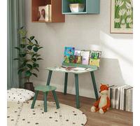 Shein AIYAPLAY Mesa y Silla Infantiles de 2 Piezas Mesa Infantil con Silla y Estante para Libros Escritorio para Niños de +3 Años para Sala de Juegos Verde