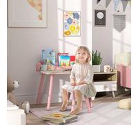 Shein AIYAPLAY Mesa y Silla Infantiles de 2 Piezas Mesa Infantil con Silla y Estante para Libros Escritorio para Niños de +3 Años para Sala de Juegos Rosa