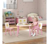 Shein AIYAPLAY Mesa y Sillas Infantiles de 3 Piezas, Mesa Infantil con 2 Sillas de Madera de Pino, Juego de Muebles con Dibujos de Estrella para niños de +3