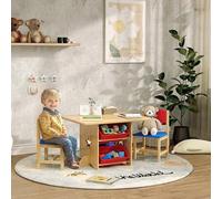 Shein AIYAPLAY Mesa y Sillas Infantiles de 3 Piezas Mesa Infantil con 2 Sillas y 4 Cestas de Almacenamiento Juego de Muebles para Actividades para Niños de