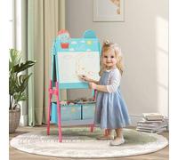 Shein AIYAPLAY Pizarra Infantil Caballete 2 en 1 Pizarra Infantil de Doble Cara con 2 Cajas de Tela Caballete de Pintura para Niños con Estampado de Animale