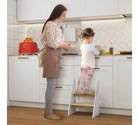 Shein AIYAPLAY Taburete para Niños de 2 Peldaños Torre de Aprendizaje Escalera para Niños de +3 Años para Baño Cocina Librería Dormitorio Blanco