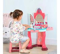 Shein AIYAPLAY Tocador de Juguete para Niñas de +3 Años con Taburete Espejo Luz Música y Secador Incluye 31 Accesorios Tocador de Maquillaje 57x34x76 cm Mul