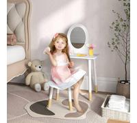 Shein AIYAPLAY Tocador para Niñas con Taburete Tocador de Maquillaje para Niñas de +3 Años Tocador Infantil con Espejo Diseño Sencillo Blanco