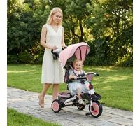 Shein AIYAPLAY Triciclo Evolutivo 6 en 1 Plegable, Bicicleta para Niños de 1-5 , Asiento Giratorio de 360°, Respaldo Reclinable, con Toldo, Pedales, Barra d
