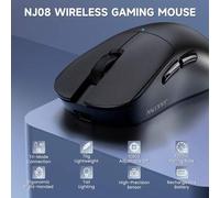 Shein *AJAZZ NJ08 Ratón inalámbrico para juegos de 70g de peso ligero, 12800 DPI, tira RGB, conexión de 3 modos 2.4G/Bluetooth/con cable, frecuencia de sond