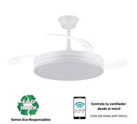 Shein Akunadecor - Ventilador de techo BEST SELLER con motor DC 6 velocidades, conectividad SMART APP Tecnología Led 72W sistema CCT 7920 Lúmenes, Control r