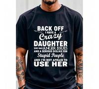 Shein Aléjate, tengo una hija loca, Camisetas de papá, Tops casuales sueltos, Camisa de papá, Casual de fin de semana, Ajuste regular, Absorción de hume