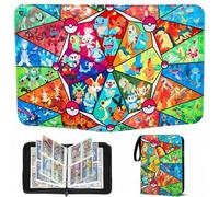 Shein Álbum de anillas para tarjetas Pokémon con cremallera - Organizador de coleccionista para 400/900 tarjetas, cubierta de piel sintética, fundas transpa