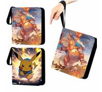 Shein Álbum de cartas Pokémon con cremallera - Organizador de coleccionista para 100 cartas, cubierta de piel sintética, fundas transparentes, compatible co
