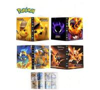 Shein Álbum de recortes de cartas Pokémon, 4 portafolios de bolsillo, 50 libros de intercambio de cartas de doble cara, álbum de intercambio de cartas con c