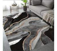 Shein Alfombra de área a rayas gris y blanca moderna - Alfombra de poliéster lavable y antideslizante para sala de estar, dormitorio, entrada - Sensación su