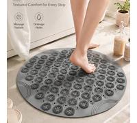 Shein Alfombra de baño con ventosas redondas, antideslizante, cepillo de baño de succión al vacío para masaje, alfombra de baño antideslizante, alfombra de