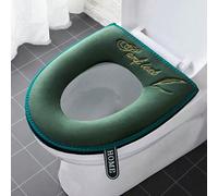 Shein Alfombra de invierno suave y cálida para el baño, funda universal para asiento de inodoro con cremallera y tapa abatible, impermeable, lavable y extra