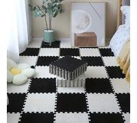 Shein Alfombra de retales, tapete de retales cálido y atmosférico, alfombra de lado de cama cálida, suave y antideslizante, fácil de instalar, decoración de