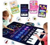 Shein Alfombra grande de juego musical, juguete educativo de piano y tambor, alfombra de actividad para el piso, juego de aprendizaje musical divertido, reg