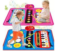 Shein Alfombra musical 3 en 1, una alfombra sensorial musical con teclado de piano y sonidos de batería de jazz, diseñada para la educación musical. Incluye