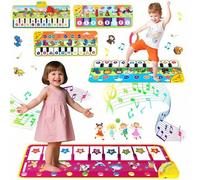 Shein Alfombra musical con efectos de sonido y luz, alfombra táctil con tema de animales, piano portátil para bailar con modo de grabación, reproducción y d