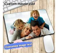 Shein Alfombrilla de ratón de neopreno personalizada con foto/texto, redonda/en forma de corazón/rectangular, suministros de oficina y accesorios de escrito