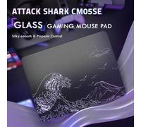 Shein Alfombrilla de ratón para juegos ATTACK SHARK CM05SE de vidrio, textura nano-grabada, superficie de vidrio suave, alta precisión, movimiento rápido, r