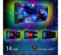 Shein Alfombrilla de ratón para juegos con carga inalámbrica de 15W y RGB - Alfombrilla grande de 80 x 30cm, 14 modos de iluminación, con base de goma antid