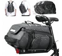 Shein Alforja trasera extensible 3 en 1 para bicicleta, 18 l, bolsa para portabicicletas, bolsa reflectante para portabicicletas con funda para lluvia