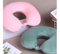 Shein Almohada de cuello de espuma de memoria en forma de U, almohada de soporte de cuello cálida y cómoda con funda suave y hebilla, adecuada para estudian