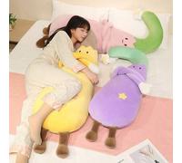 Shein Almohada de peluche con forma de berenjena de estrella larga y curva de dibujos animados, muñeca para dormir para niñas, cojín para sofá y cama, decor