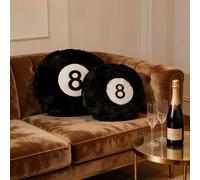 Shein Almohada redonda de peluche de bola de billar 8, cojín deportivo suave y esponjoso, almohada esférica suave para dormir, adecuada para cama, sofá, dec