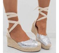 Shein Alpargatas cuña minimalista para mujer,sandalia cuña con suela antideslizantes y de cuerda tejida para mujer,con diseño de floral muy lindo y alta cal