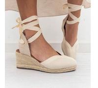 Shein Alpargatas cuña minimalista para mujer,sandalia cuña con suela antideslizantes y de cuerda tejida para mujer,,con alta calida,para vacacion de verano,