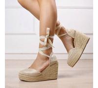 Shein Alpargatas de mujer con plataforma y cuña alta, con correas en el tobillo, suela de esparto, entrega estimada en 1-3 días laborables (península). Boho