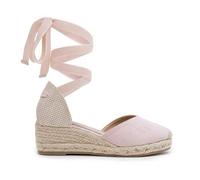 Shein Alpargatas Mujer Cuñas bajas 5 cm, Alpargatas Tipo Valenciana con Plataforma, Cierre de Cintas y Suela de Esparto Natural, Comodidad Total para el Día