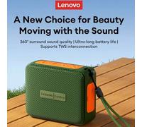 Shein Altavoz Bluetooth mini Lenovo HD108, sonido envolvente de 360°, música de alta calidad, larga duración de la batería, emparejamiento TWS, correa colga