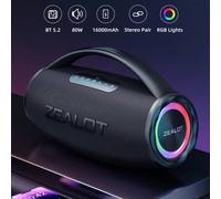 Shein Altavoz inalámbrico portátil ZEALOT S97 de 80 W con 4 subwoofers, sonido envolvente 6D con graves de sobretensión, batería de larga duración de 16000
