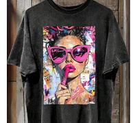 Shein Amantes de los animales, esta adorable camiseta con estampado animal es perfecta para crear un look casual retro. El lavado vintage la hace fácil de l