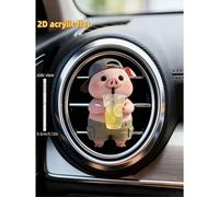 Shein Ambientador de coche adorable con diseño de cerdito - Diseños para beber agua de limón/cola/jugo de coco/helado, decoración de ventilación de acrílico