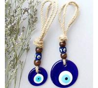 Shein Amuleto hecho a mano de ojos azules - Colgante de ojo turco del mal | Colgante de pared de vidrio azul | Talismán protector para el hogar, bolsos y de