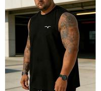 Shein AnChiStreetwear - Camiseta de tirantes de cuello redondo con estampado de gaviota para hombres talla grande