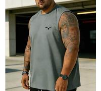 Shein AnChiStreetwear - Camiseta de tirantes de cuello redondo con estampado de gaviota para hombres talla grande
