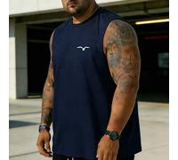Shein AnChiStreetwear - Camiseta de tirantes de cuello redondo con estampado de gaviota para hombres talla grande