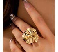 Shein Anillo abierto de diseño con doble bola dorada, joyería estética de boda, regalo de pareja