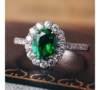 Shein Anillo con piedra verde en forma de corazón del océano, con zafiro azul y circonita cúbica ovalada incrustados en plata de ley 925, regalo de San Vale