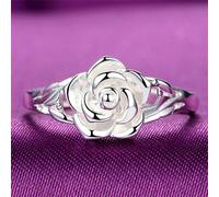 Shein Anillo con tallado de flor de rosa vintage y retro, símbolo floral plateado de elegancia y belleza para looks diarios y fiestas, regalo perfecto para