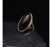 Shein Anillo de acero inoxidable 316 de alta calidad chapado en oro, incrustado con hermosas piedras preciosas sintéticas, anillo ajustable para mujer, rega